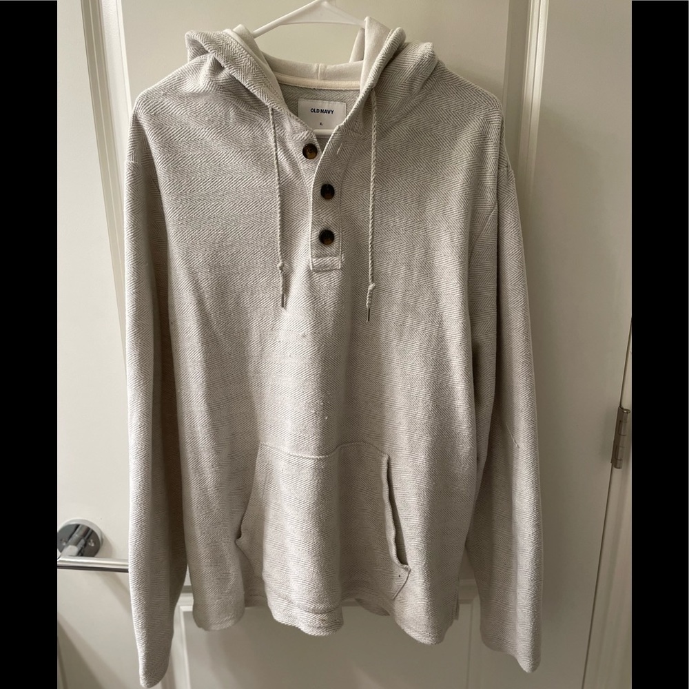 Mens woven Henley hoodie
